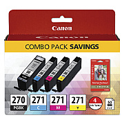 Canon 0373C005 (PGI-270/CLI-271) Ink/Paper Combo, Black/Tri-Color