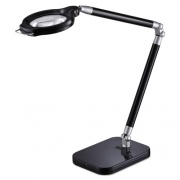 BLACK+DECKER PureOptics Summit Zoom Ultra Reach Magnifier LED Desk Light, 2 Prong, 29" High, Black (LEDARCMAGBLK)