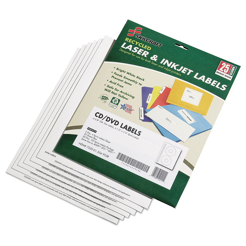 AbilityOne 7530015549538, SKILCRAFT Avery CD/DVD Label Maker Kit, Refills, 50/Pack