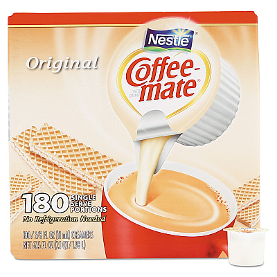Coffee-mate Liquid Coffee Creamer, Original, 0.38 oz Mini Cups, 180/Carton (NES753032)
