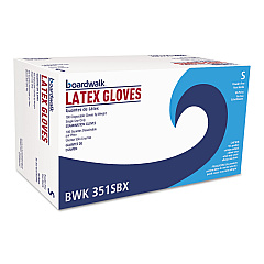 Boardwalk Powder-Free Latex Exam Gloves, Small, Natural, 4 4/5 mil, 1,000/Carton (BWK351SCT)