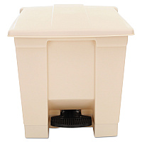 Rubbermaid Commercial Indoor Utility Step-On Waste Container, 8 gal, Plastic, Beige (RCP6143BEI)