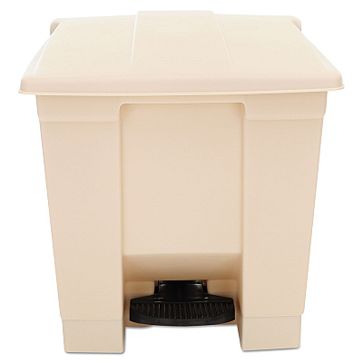 Rubbermaid Commercial Indoor Utility Step-On Waste Container, 8 gal, Plastic, Beige (RCP6143BEI)