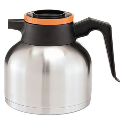 BUNN 1.9 Liter Thermal Carafe, Stainless Steel/Black/Orange (Decaf) (BUNTHERMORN)