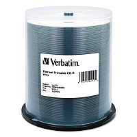 Verbatim CD-R DataLifePlus Printable Recordable Disc, 700 MB/80 min, 52x, Spindle, White, 100/Pack (95253)