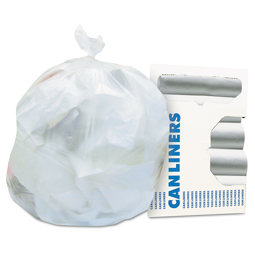 Heritage High-Density Waste Can Liners, 10 gal, 8 mic, 24" x 24", Natural, 50 Bags/Roll, 20 Rolls/Carton (HERZ4824LNR01)