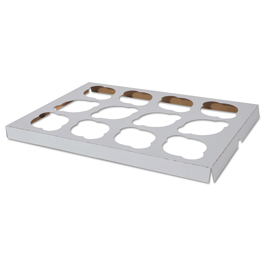SCT Cupcake Holder Inserts, 12-Cupcake Holder, 9.88 x 13.88 x 0.88, White/Kraft, Paper, 200/Carton (SCH10016)