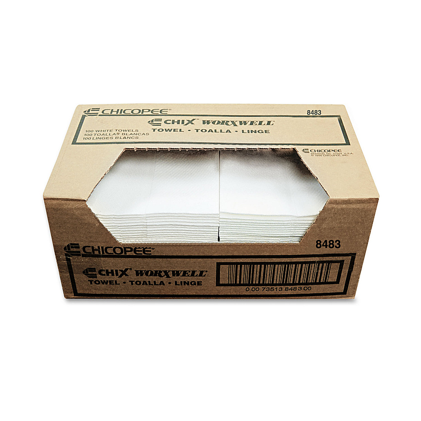 Chicopee Durawipe Shop Towels, 13 x 15, Flat, White, 300/Carton (CHI8483)