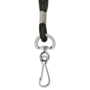 AbilityOne 8455016452730 SKILCRAFT Polyester Cord Lanyard, Metal J-Hook Fastener, 36" Long, Black, Dozen