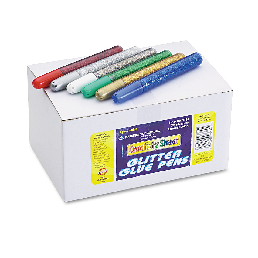 Creativity Street Glitter Glue Pens, Assorted, 10 cc Tube, 72/Pack (CKC338000)