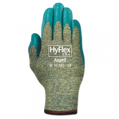Ansell HyFlex 501 Medium-Duty Gloves, Size 8, Kevlar/Nitrile, Blue/Green, 12 Pairs (115018)