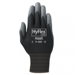 Ansell HyFlex Lite Gloves, Black/Gray, Size 8, 12 Pairs (116008BK)