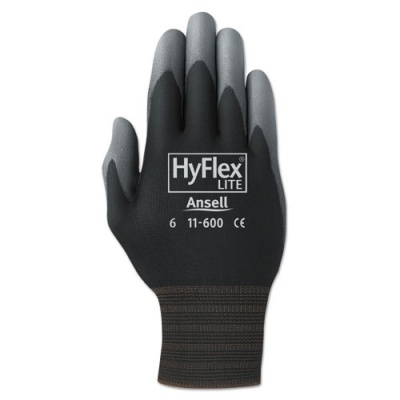 Ansell HyFlex Lite Gloves, Black/Gray, Size 10, 12 Pairs (1160010BK)
