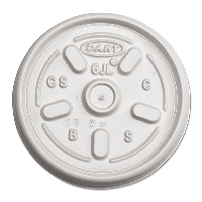 Dart Plastic Lids for Foam Containers, Vented, Fits 3.5-6 oz, White, 100/Pack, 10 Packs/Carton (DCC6JL)