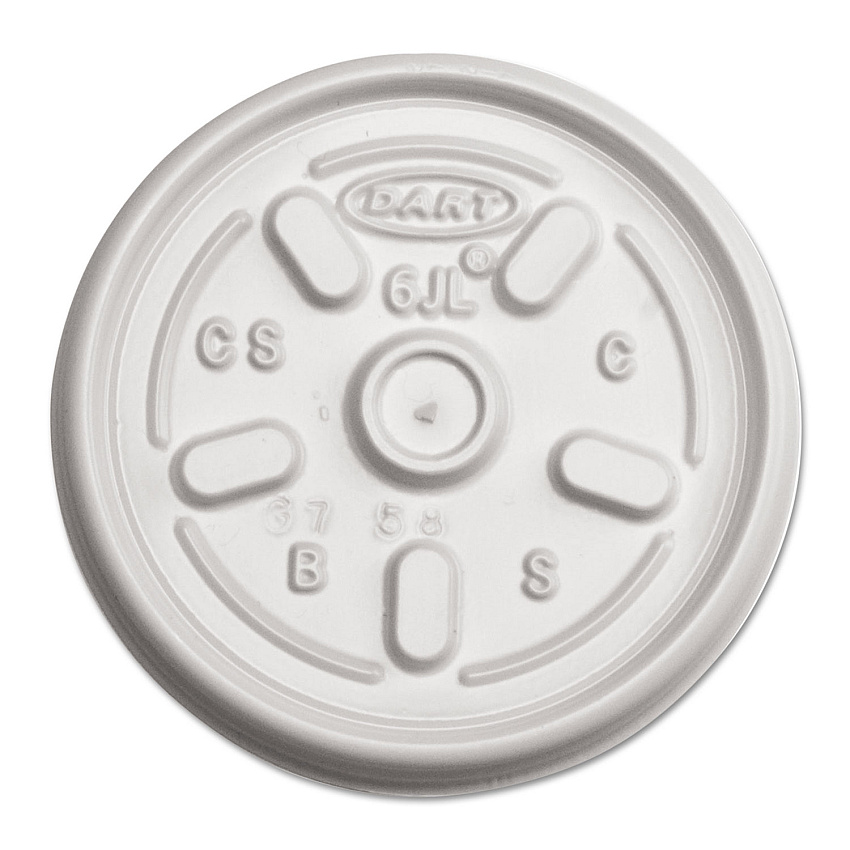 Dart Plastic Lids for Foam Containers, Vented, Fits 3.5-6 oz, White, 100/Pack, 10 Packs/Carton (DCC6JL)
