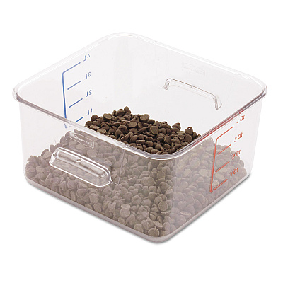 Rubbermaid Commercial SpaceSaver Square Containers, 4 qt, 8.8 x 8.75 x 4.75, Clear, Plastic (RCP6304CLE)