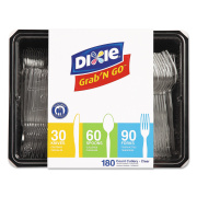 Dixie Heavyweight Polystyrene Cutlery, Clear, Knives/Spoons/Forks, 180/Pack, 10 Packs/Carton (CH0369DX7)