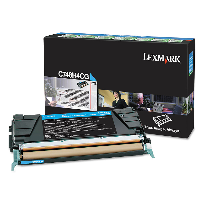 Lexmark C748H1CG Return Program High-Yield Toner, 10,000 Page-Yield, Cyan, TAA Compliant (LEXC748H4CG)