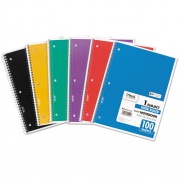 Mead Spiral Notebook, 3-Hole Punched, 1-Subject, Wide/Legal Rule, Randomly Assorted Cover Color, (100) 10.5 x 7.5 Sheets (05514)