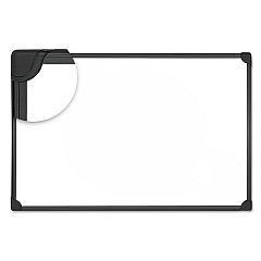 Universal Design Series Deluxe Magnetic Steel Dry Erase Marker Board, 24 x 18, White Surface, Black Aluminum/Plastic Frame (UNV43024)
