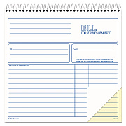 TOPS Bill for Services Rendered Book, Two-Part Carbonless, 8.5 x 7.75, 50 Forms Total (TOP4133)