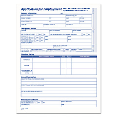 TOPS Comprehensive Employee Application Form, One-Part (No Copies), 17 x 11, 25 Forms Total (TOP3288)
