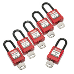 AbilityOne 5340016502636, Lockout Tagout Padlocks, 1 Set of 6 Keyed Alike