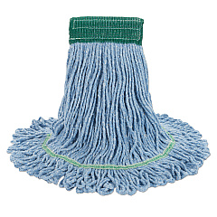 Boardwalk Super Loop Wet Mop Head, Cotton/Synthetic Fiber, 5" Headband, Medium Size, Blue, 12/Carton (BWK502BLCT)