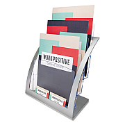 deflecto 3-Tier Literature Holder, Leaflet Size, 11.25w x 6.94d x 13.31h, Silver (DEF693745)