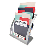deflecto 3-Tier Literature Holder, Leaflet Size, 11.25w x 6.94d x 13.31h, Silver (DEF693745)