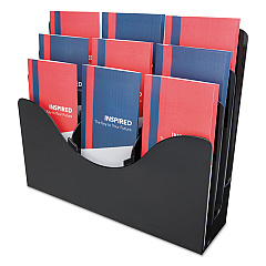 deflecto 3-Tier Document Organizer w/6 Removable Dividers, 13.38w x 3.5d x 11.5h, Black (DEF47634)