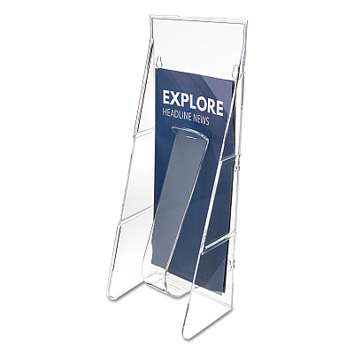 deflecto Stand-Tall Wall-Mount Literature Rack, Leaflet, 4.56w x 3.25d x 11.88h, Clear (DEF55601)