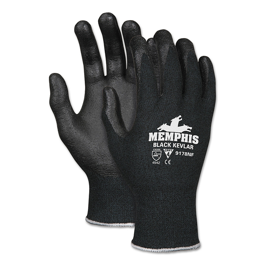 MCR Safety Kevlar Gloves 9178NF, Kevlar/Nitrile Foam, Black, Large (CRW9178NFL)