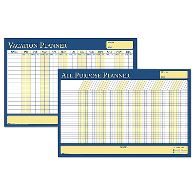 House of Doolittle 100% Recycled All-Purpose/Vacation Planner, 36 x 24, White/Blue/Yellow Surface (HOD639)