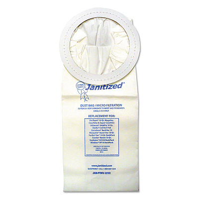 Janitized Vacuum Filters Designed to Fit Most Commercial 10 Qt. Backpack Vacs, 10/Pack (APCJANPTMV2PK)