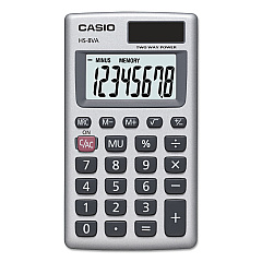 Casio HS-8VA Handheld Calculator, 8-Digit LCD, Silver