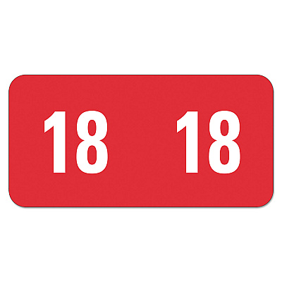 Smead Yearly End Tab File Folder Labels, 18, 0.5 x 1, Red, 25/Sheet, 10 Sheets/Pack (SMD67918)