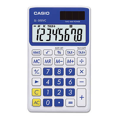 Casio SL-300SVCBE Handheld Calculator, 8-Digit LCD, Blue (CSOSL300VCBE)