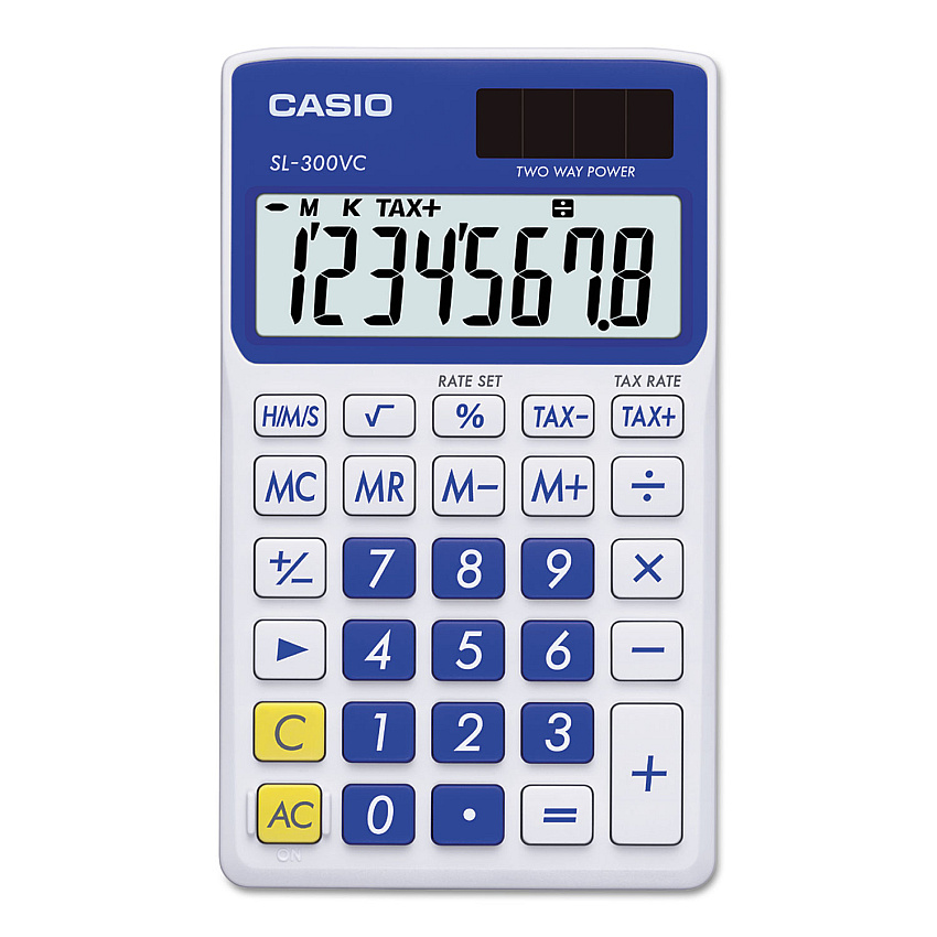 Casio SL-300SVCBE Handheld Calculator, 8-Digit LCD, Blue (CSOSL300VCBE)