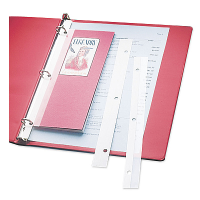 C-Line Self-Adhesive Attaching Strips, 3-Hole Punched, 1 x 11, Clear, 200/Box (CLI64713)