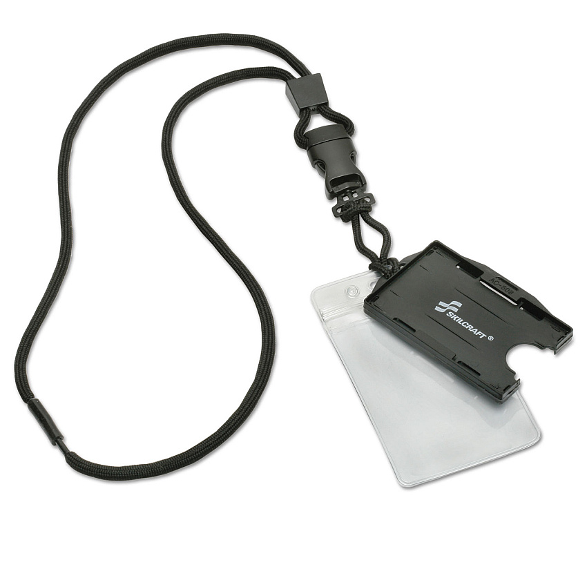 AbilityOne 8455016485709, SKILCRAFT Flight Line Lanyard, Metal Loop Fastener, 36" Long, Nylon, Black, Dozen