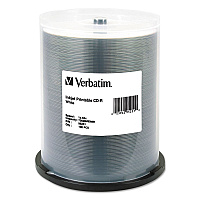 Verbatim CD-R Printable Recordable Disc, 700 MB/80 min, 52x, Spindle, White, 100/Pack (95251)
