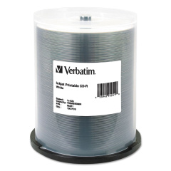 Verbatim CD-R Printable Recordable Disc, 700 MB/80 min, 52x, Spindle, White, 100/Pack (95251)