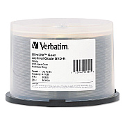 Verbatim UltraLife Gold Archival Grade DVD-R, 4.7 GB, 16x, Spindle, Gold, 50/Pack (VER95355)