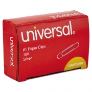 Universal Paper Clips, #1, Smooth, Silver, 100 Clips/Pack, 12 Packs/Carton (72210CT)
