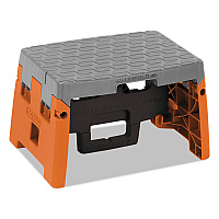 COSCO Folding Step Stool, 1-Step, 300 lb Capacity, 8.5" Working Height, Orange/Gray (CSC11903BGO1E)