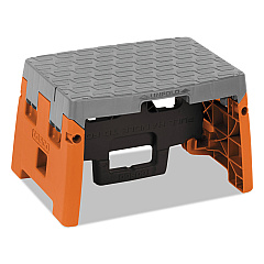 COSCO Folding Step Stool, 1-Step, 300 lb Capacity, 8.5" Working Height, Orange/Gray (CSC11903BGO1E)