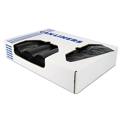Heritage X-Liner Reprocessed Liners, 60 gal, 1.7 mil, 38" x 58", Black, Flat Pack, 100/Carton (HERX7658WKR01)