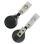 AbilityOne 8455016485708 SKILCRAFT Retractable ID Reel with Bulldog Clip, 36", Black, Dozen
