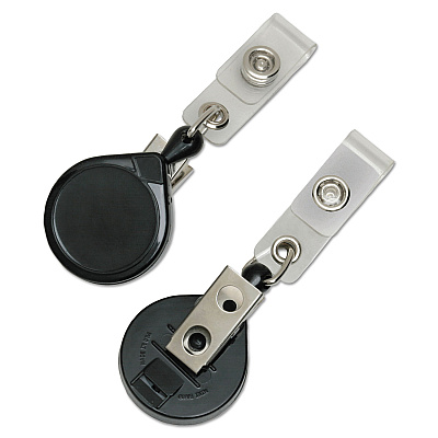 AbilityOne 8455016485708, SKILCRAFT Retractable ID Reel with Bulldog Clip, 36", Black, Dozen